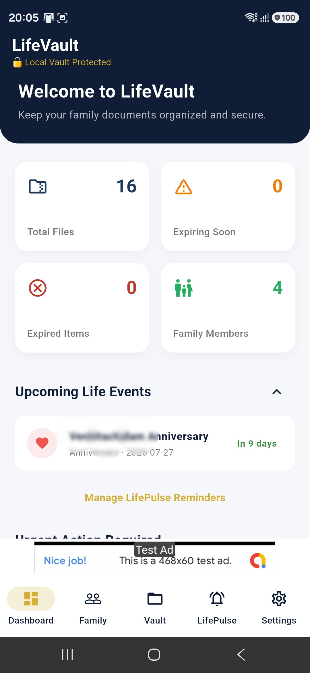 My LifeVault Dashboard