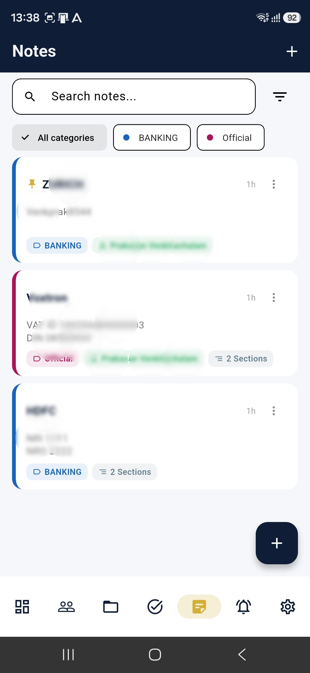 Notes Screen