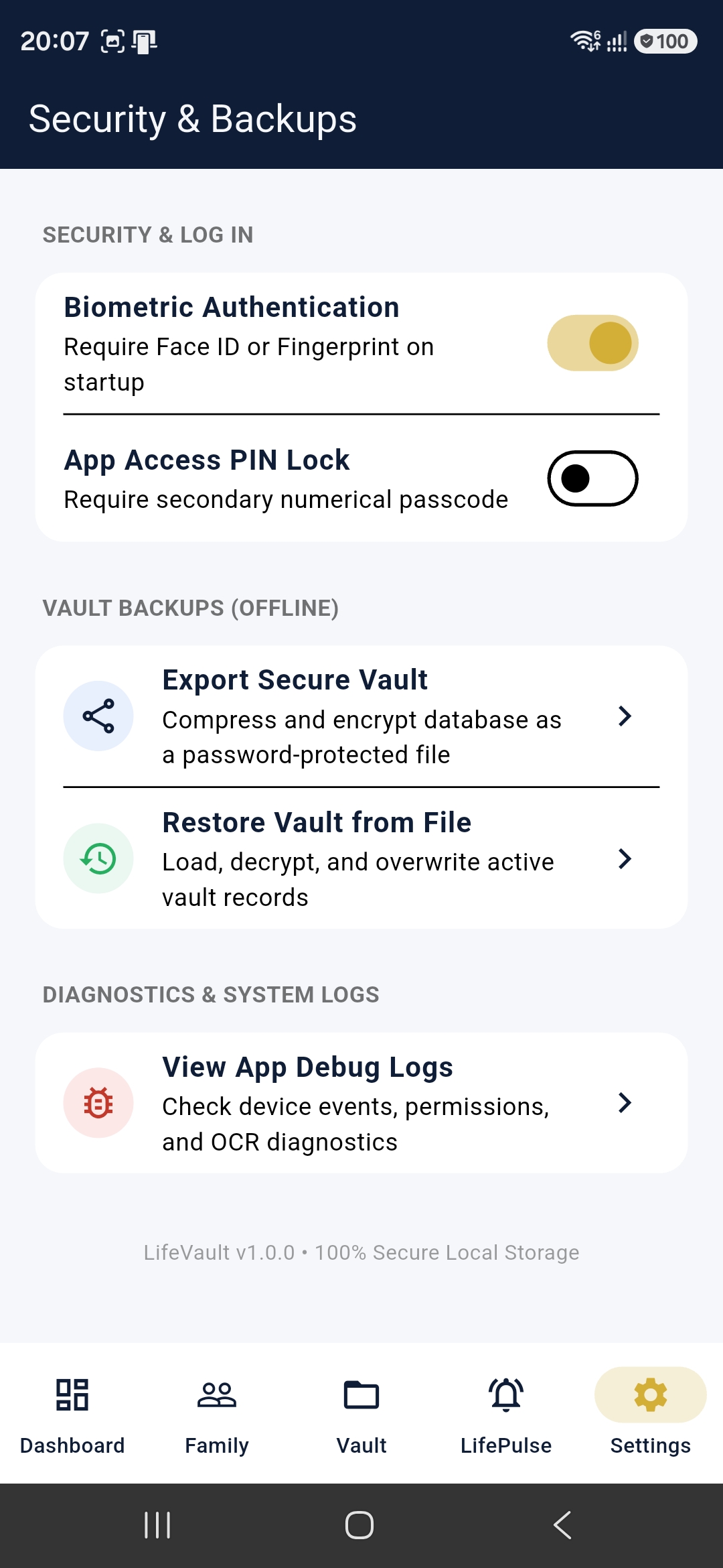 Settings Page
